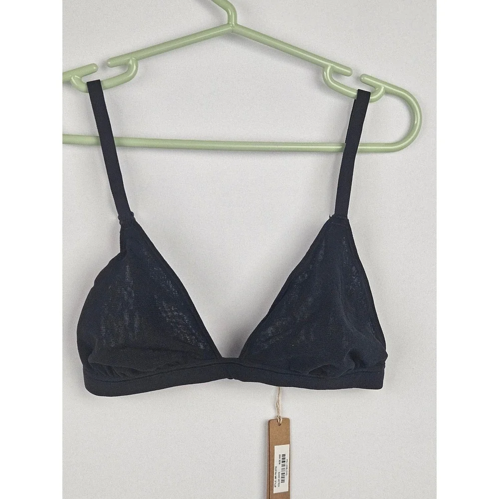 SKIMS Summer Mesh Triangle Bralette Onyx Black Sheer Bra XXS SN-BR-0712 - Picture 2 of 9